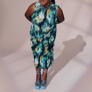 Future Collective Gabriella Karefa-Johnson Watercolor Plisse Midi Dress